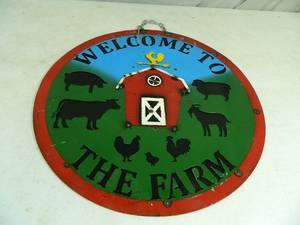 New Handmade Recycled Metal Garden Art Farm Sign