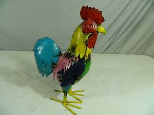 New Handmade Recycled Metal Garden Art Rooster