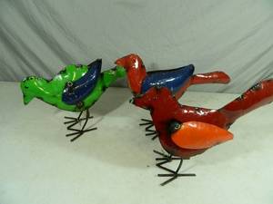 3 New Handmade Recycled Metal Garden Art Birds