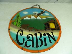 New Handmade Recycled Metal Garden Art Cabin Sign