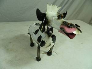 New Handmade Recycled Metal Garden Art Cow