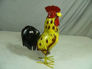 New Handmade Recycled Metal Garden Art Rooster