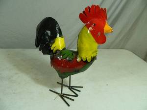 New Handmade Recycled Metal Garden Art Rooster