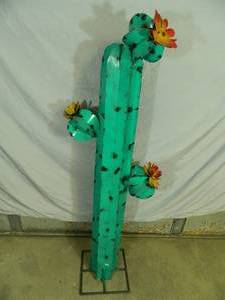 New Handmade Recycled Metal Garden Art - Large Cactus