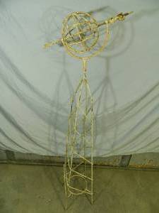 Painted Iron Garden Art Sphere Statue  Vine Trellis