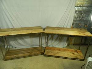 2 Metal  Wood Boutique Multi-Use Display Shelves