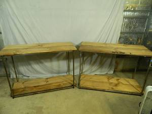 2 Metal  Wood Boutique Multi-Use Display Shelves