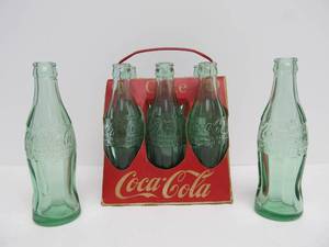 lot 223 image: Old Vintage COCA COLA Bottle wOriginal 6-Pack Carrying Case - Marshall, Minn