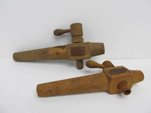 lot 46 image: Pair of Primitive Antique Wooden BarrelKeg Spigots
