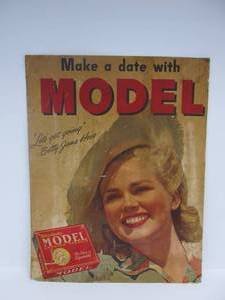 lot 73 image: Vintage 1940s MODEL Cigarettes Cardboard Advertising Sign
