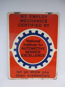 lot 76 image: Vintage Double Sided Automobile Service Station Metal Advertising Sign