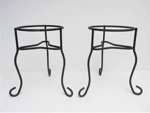 lot 99 image: Pair of Heavy Wrought Iron Plant Stands