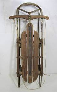 lot 243 image: Vintage Wooden Snow Sled