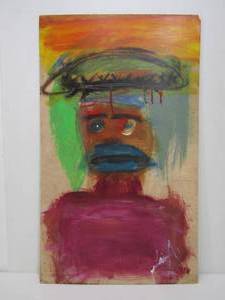 lot 253 image: Signed Original Abstract Portrait Painting by MN Artist Siro Amerson