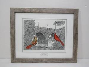 lot 133 image: Framed Signed Numbered Birds-eye View Cardinal Print by Randall Peterson