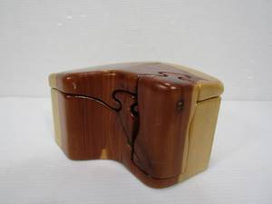 lot 182 image: Artist Signed Carved Wood Puzzle Box