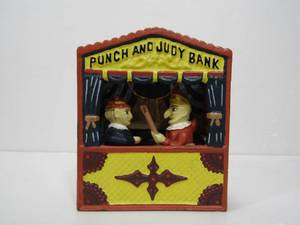 lot 186 image: Antique Style PUNCH & JUDY Cast Iron Mechanical Bank