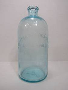 lot 201 image: Large Antique CHIPPEWA SPRINGS Minneapolis Embossed Glass Bottle