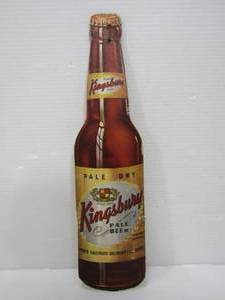 lot 202 image: Old Vintage Kingsbury Die-cut Advertising Beer Bottle Hanging Sign