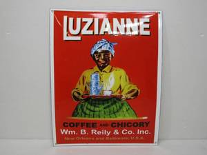 lot 205 image: Vintage Style LUZIANNE Coffee Convex Porcelain Advertising Sign