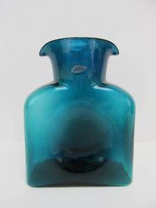 lot 141 image: Signed BLENKO Blue Glass Water Pitcher Vase