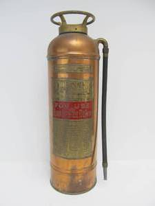 lot 154 image: Nice Old Vintage DIENER Copper Fire Extinguisher