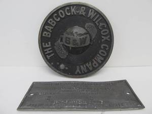 lot 161 image: Old Heavy Vintage Embossed Industrial Machine Name PlatesPlaques
