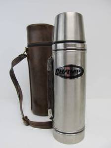lot 168 image: Nice Large Steel Thermos wLeather Case