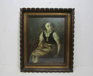 lot 303 image: Sungott Art Studios Vintage Portrait Print Wood Frame