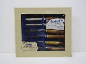 lot 263 image: NOS Vintage Sheffield Steak Knife Set