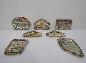 lot 299 image: Lot of 7 Vintage State Ashtrays wCutout Names