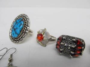 lot 140 image: Nice Lot of Sterling Silver Jewelry - Rings Necklaces etc