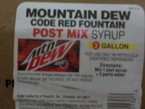 lot 246 image: 3 Gallon Mountain Dew Post Mix Syru...
