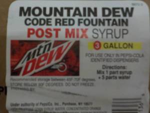lot 248 image: 3 Gallon Mountain Dew Post Mix Syru...