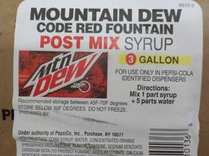 lot 249 image: 3 Gallon Mountain Dew Post Mix Syru...