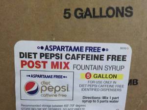 lot 293 image: 5 Gallon aspartane Free Diet Pepsi ...