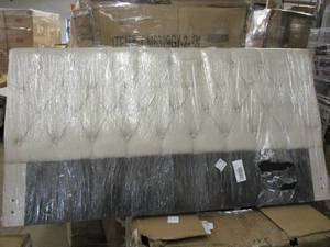 lot 40 image: Queen sized Bed Frame Beige Linen T...