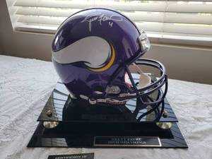 lot 2 image: Autographed BRETT FARVE NFL Viking Helmet COA