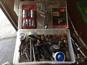 lot 37 image: Box of Air Compressor Supplies - Some New