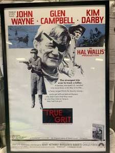 lot 26 image: Framed True Grit John Wayne Movie Poster 28 12 x 41 12