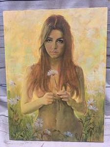 lot 44 image: 1969 Canvas Flower Child Artwork 18 x 24 by Frank Tauriello