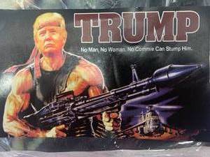 lot 90 image: Trump Rambo 3 x 5 Flag  Banner