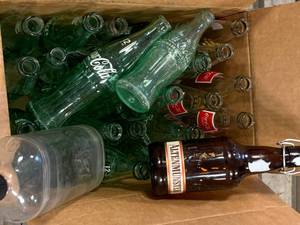 lot 122 image: Box of Old Coke & Misc. Bottles