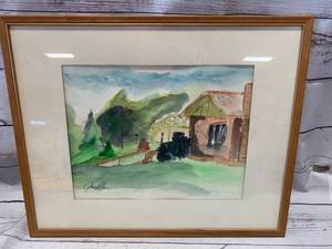 lot 135 image: Original Vintage Watercolor 17 x 21