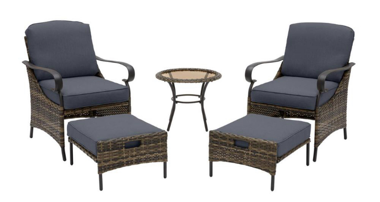 HAMPTON BAY Layton Pointe 5 Piece Brown Wicker Outdoor Patio