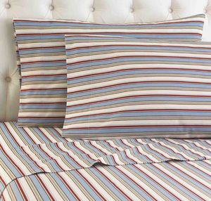 MICRO FLANNEL 4-Piece Awning Stripe Striped California King Sheet Set