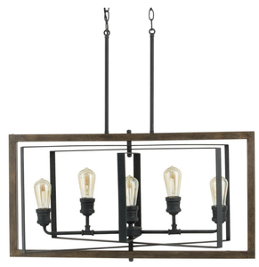 HOME DECORATORS COLLECTION Palermo Grove 31.88 in. 5-Light Black Gilded Iron Linear Chandelier