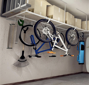 FLEXIMOUNTS 4 ft. x 8 ft. Heavy-Duty Overhead Garage Adjustable Ceiling Storage Rack in White
