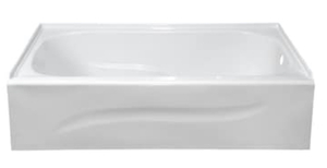 STYLE SELECTIONS 30-in W x 59.875-in L White Acrylic Rectangular Right-Hand Drain Alcove Bathtub