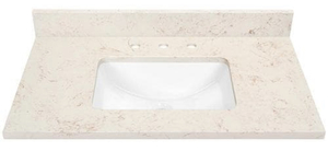 37-in Marbled Beige Quartz Bathroom Vanity Top with Backsplash